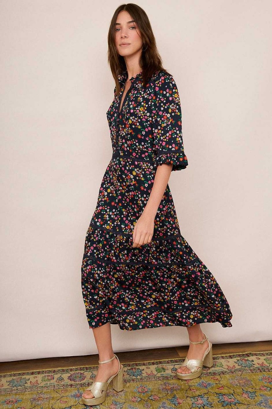 WYSE London Longer Lengths | Jodi Floral Dress - Midnight