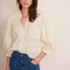 WYSE London Tops | Arielle Broderie Blouse - Ecru