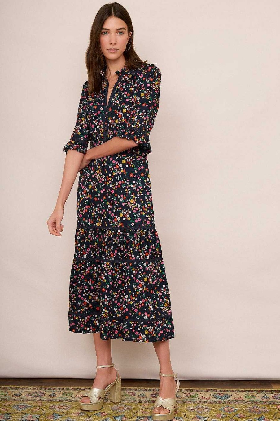 WYSE London Occasionwear | Jodi Floral Dress - Midnight