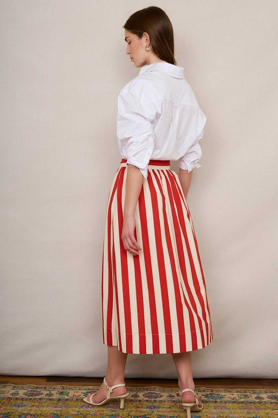 WYSE London Skirts | Pippa Ric Rac Skirt - Red Stripe