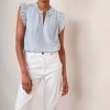 WYSE London Holiday | Felicity Top - Ivory/Blue Stripe