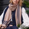 WYSE London Accessories & Shoes | Dianthe Stripe Edge Scarf - Taupe/Midnight