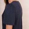 WYSE London Linen | Elyna Ric Rac Linen Tee - Midnight