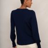 WYSE London Knitwear | Fleurine Scallop Cardigan - Midnight