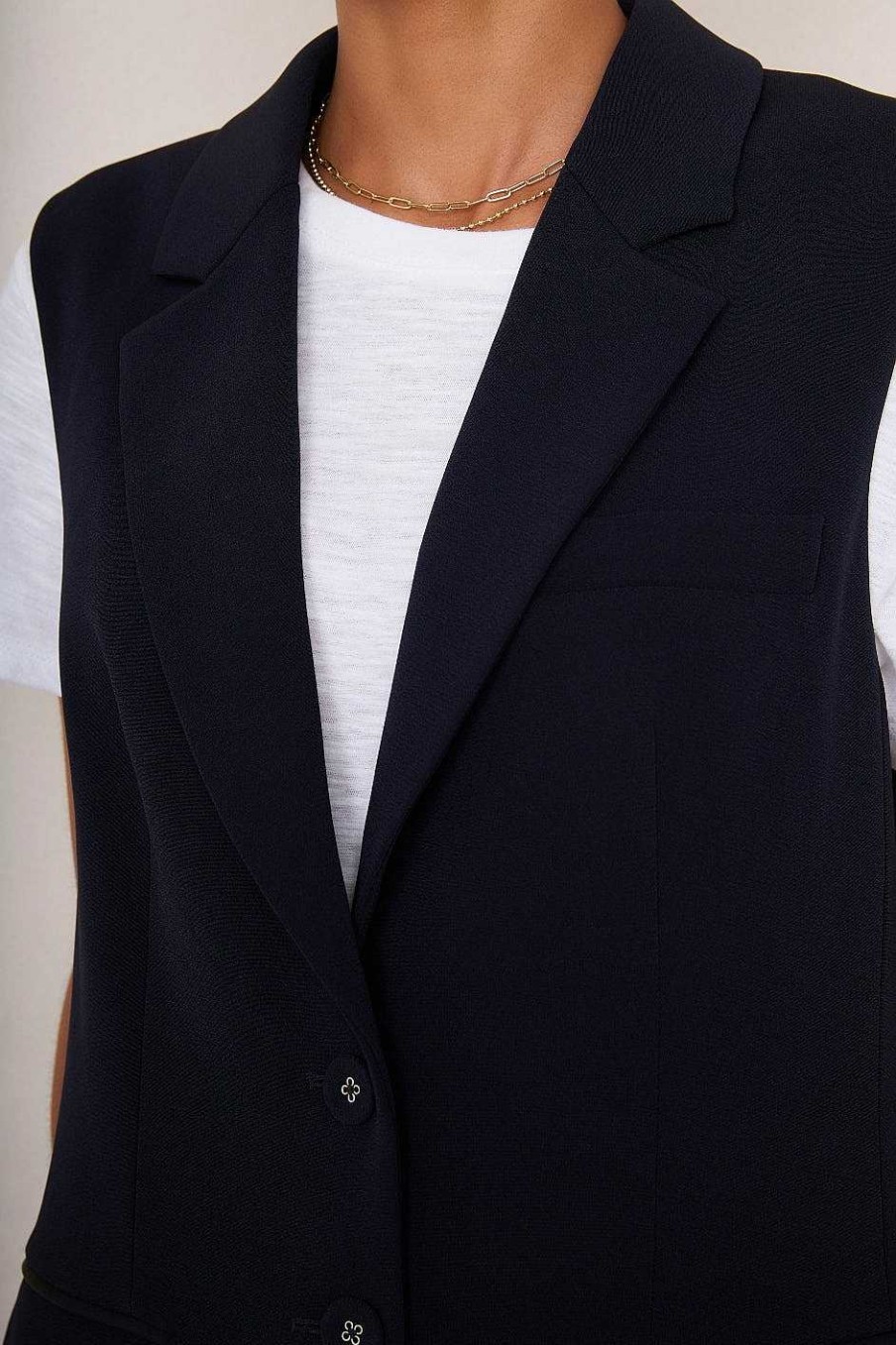 WYSE London Jackets & Outerwear | Carlotta Sleeveless Blazer - Midnight