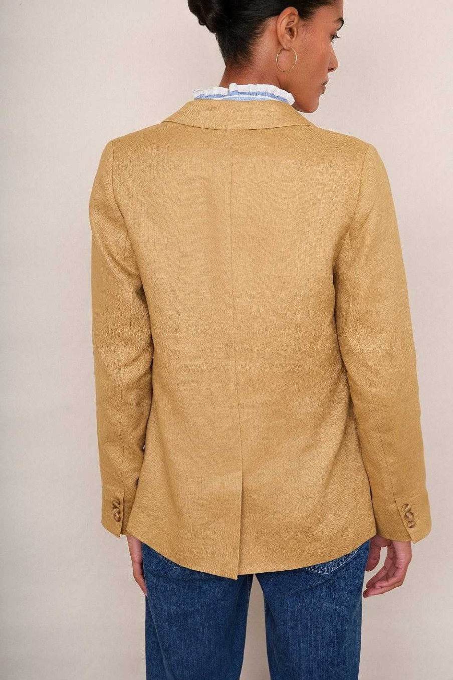 WYSE London Jackets & Outerwear | Silvie Linen Blazer - Tan