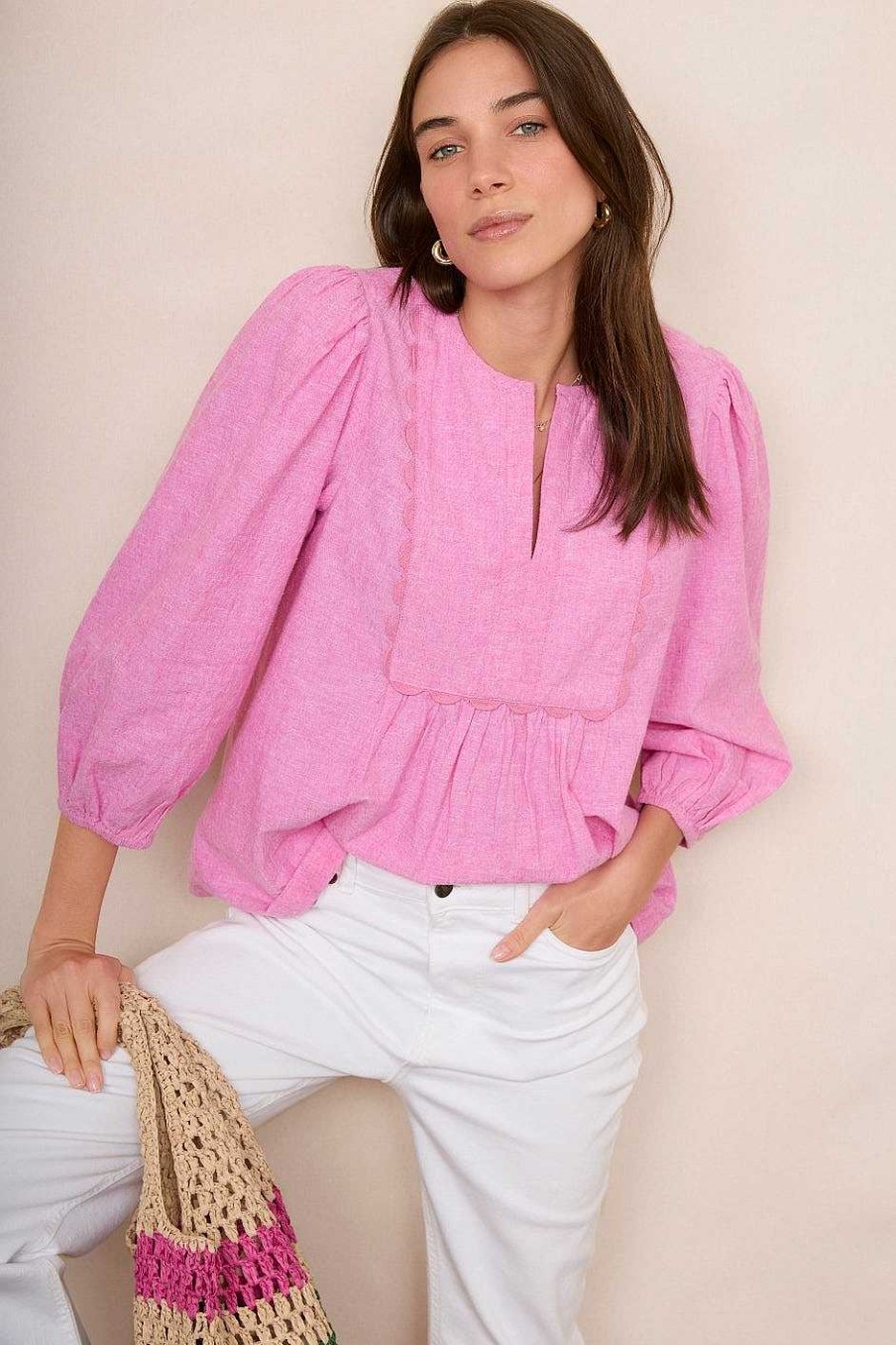 WYSE London Linen | Arlo Blouse - Pink