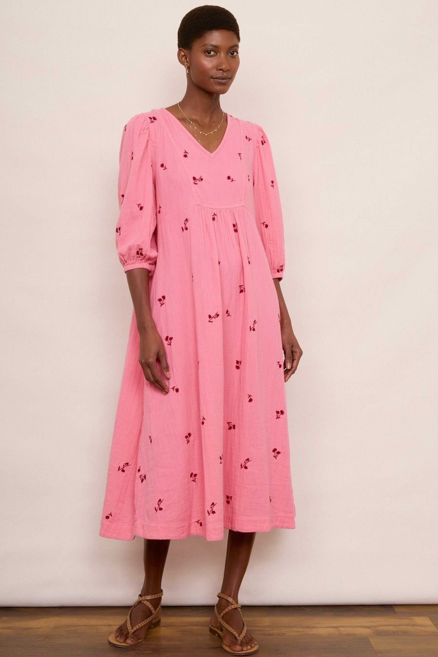 WYSE London Dresses & Jumpsuits | Hana Embroidered Dress - Pink