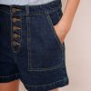 WYSE London Holiday | Beatrice Button Front Short - Mid Wash