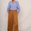 WYSE London Trousers | Alma Cropped Linen Trouser - Tan