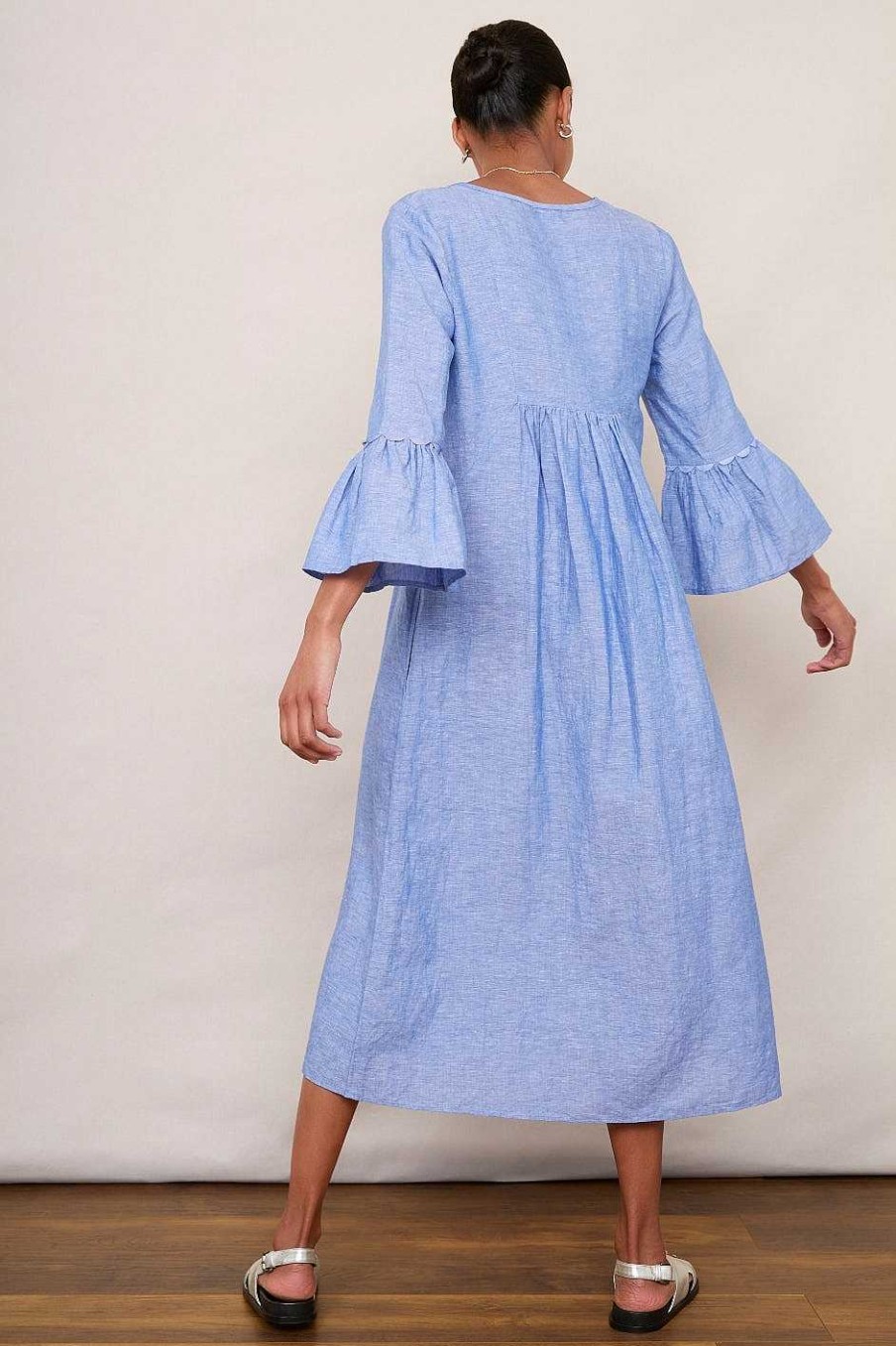 WYSE London Dresses & Jumpsuits | Billie Scallop Dress - Blue