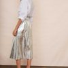 WYSE London Longer Lengths | Lateisha Faux Leather Skirt - Silver