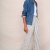 WYSE London Longer Lengths | Everly Stripe Trousers - Blue/Ivory