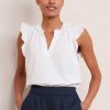 WYSE London Tops | Felicity Frill Top - White