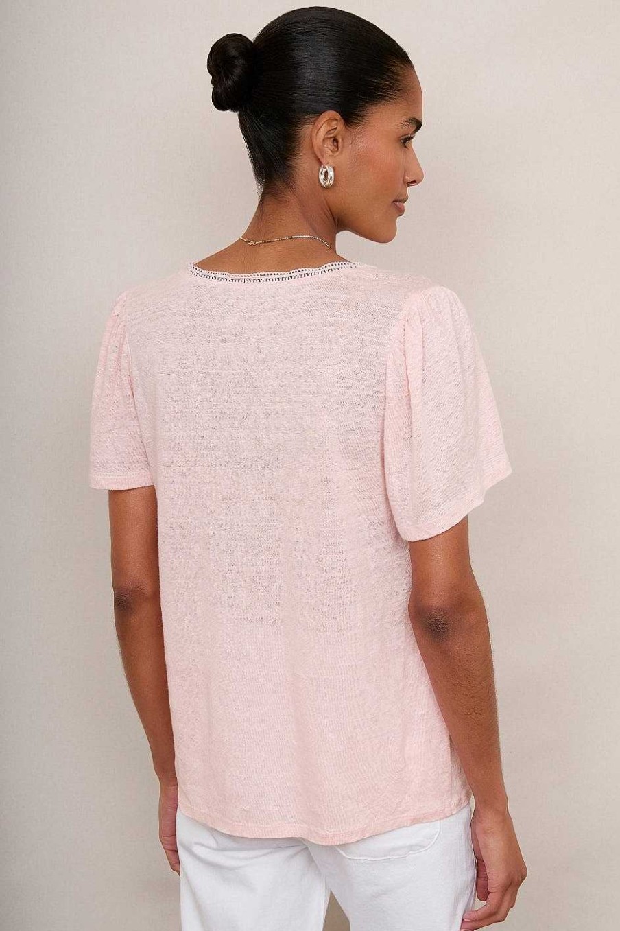 WYSE London Tops | Lily Lace Tee - Pink