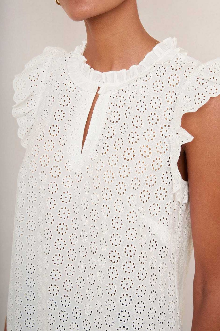 WYSE London Holiday | Felicity Top - White Broderie