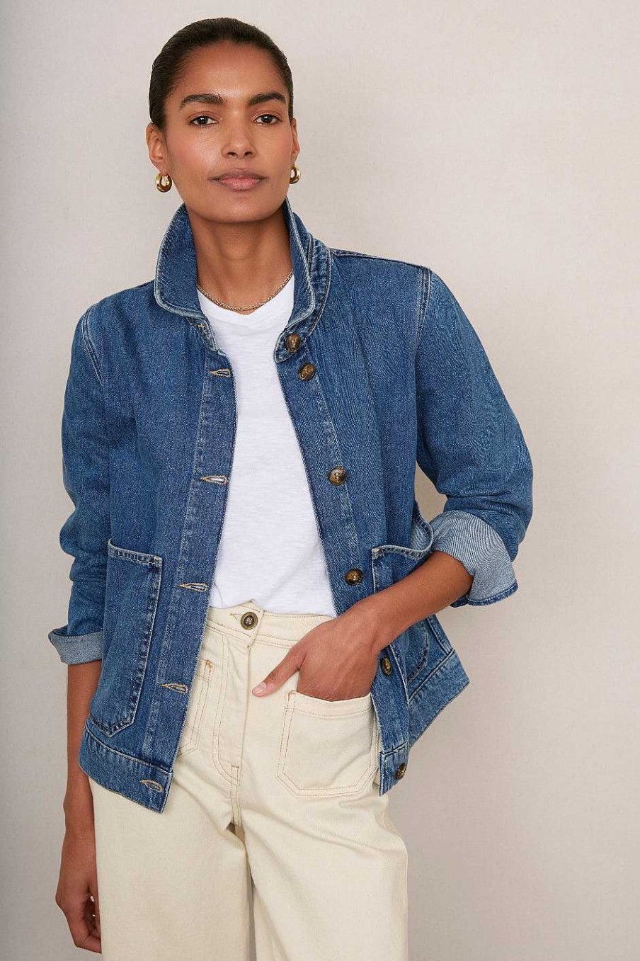 WYSE London Holiday | Aveline Denim Jacket - Mid Wash