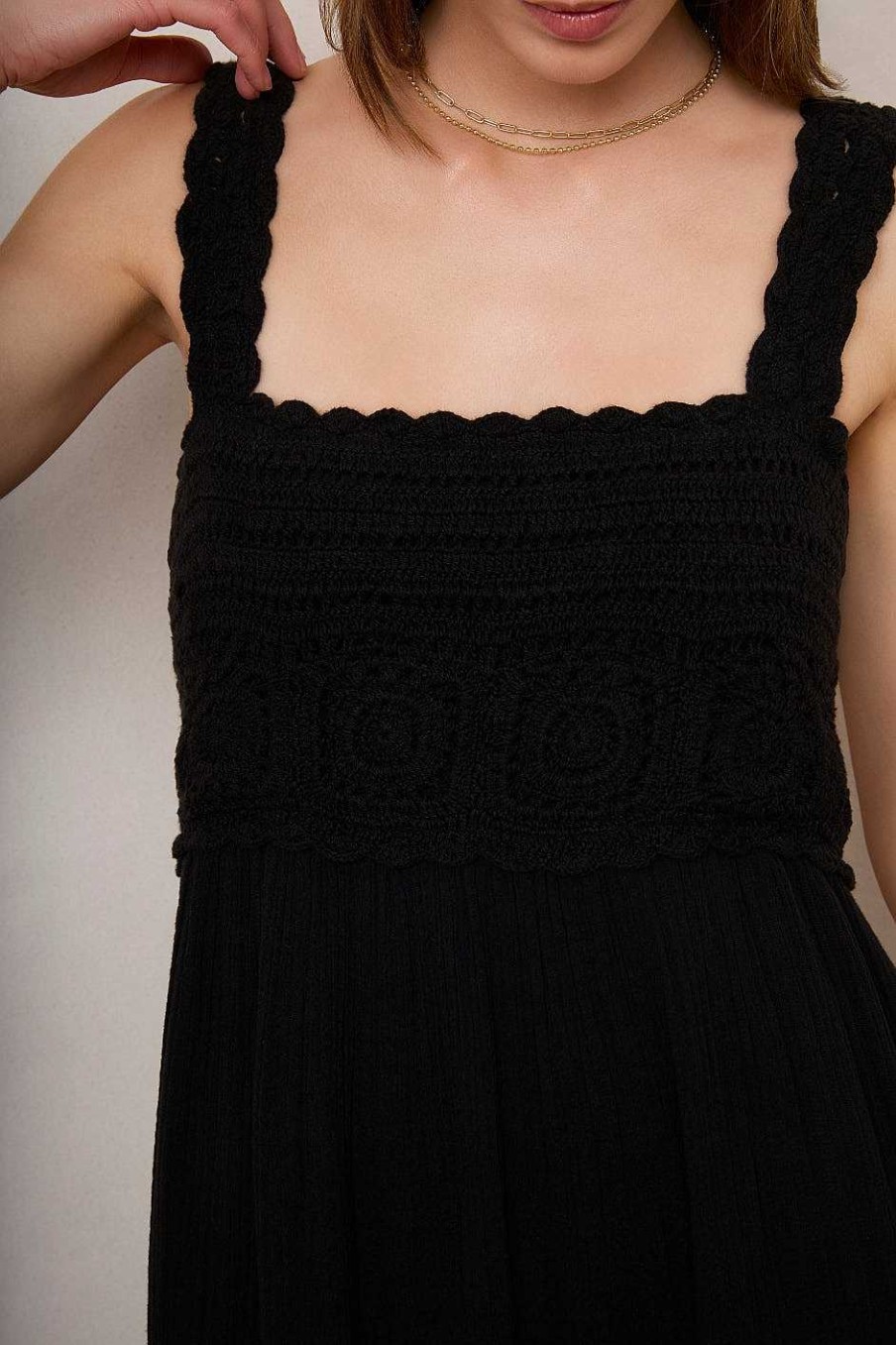 WYSE London Dresses & Jumpsuits | Delia Crochet Dress - Black