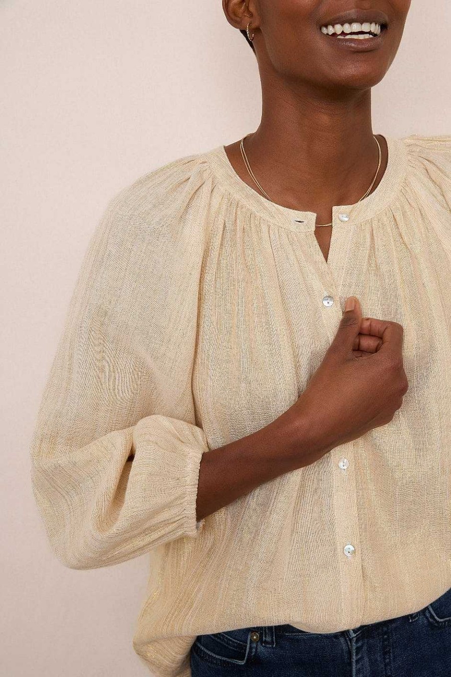 WYSE London Tops | Lauren Blouse - Gold