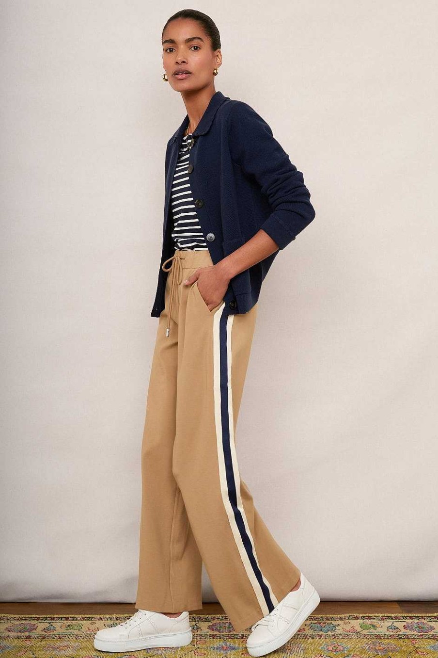 WYSE London Longer Lengths | Penny Ponte Wide Leg Trouser - Tan