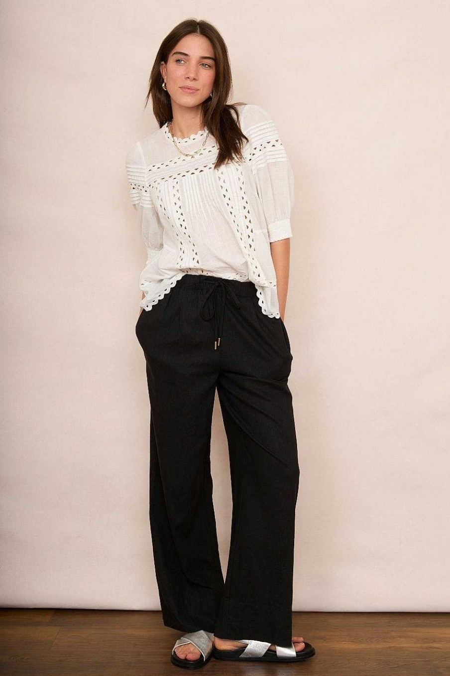 WYSE London Trousers | Ottoline Linen Trouser - Black