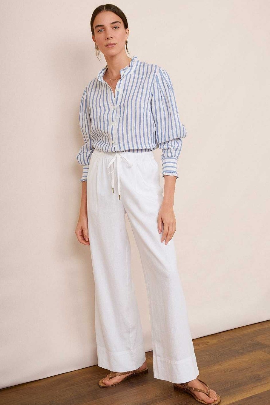 WYSE London Trousers | Ottoline Linen Trouser - White