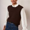 WYSE London Knitwear | Fleurine Scallop Tank - Chocolate