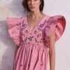 WYSE London Holiday | Emmeline Dress - Pink Embroidered