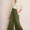 WYSE London Linen | Alma Cropped Linen Trouser - Khaki