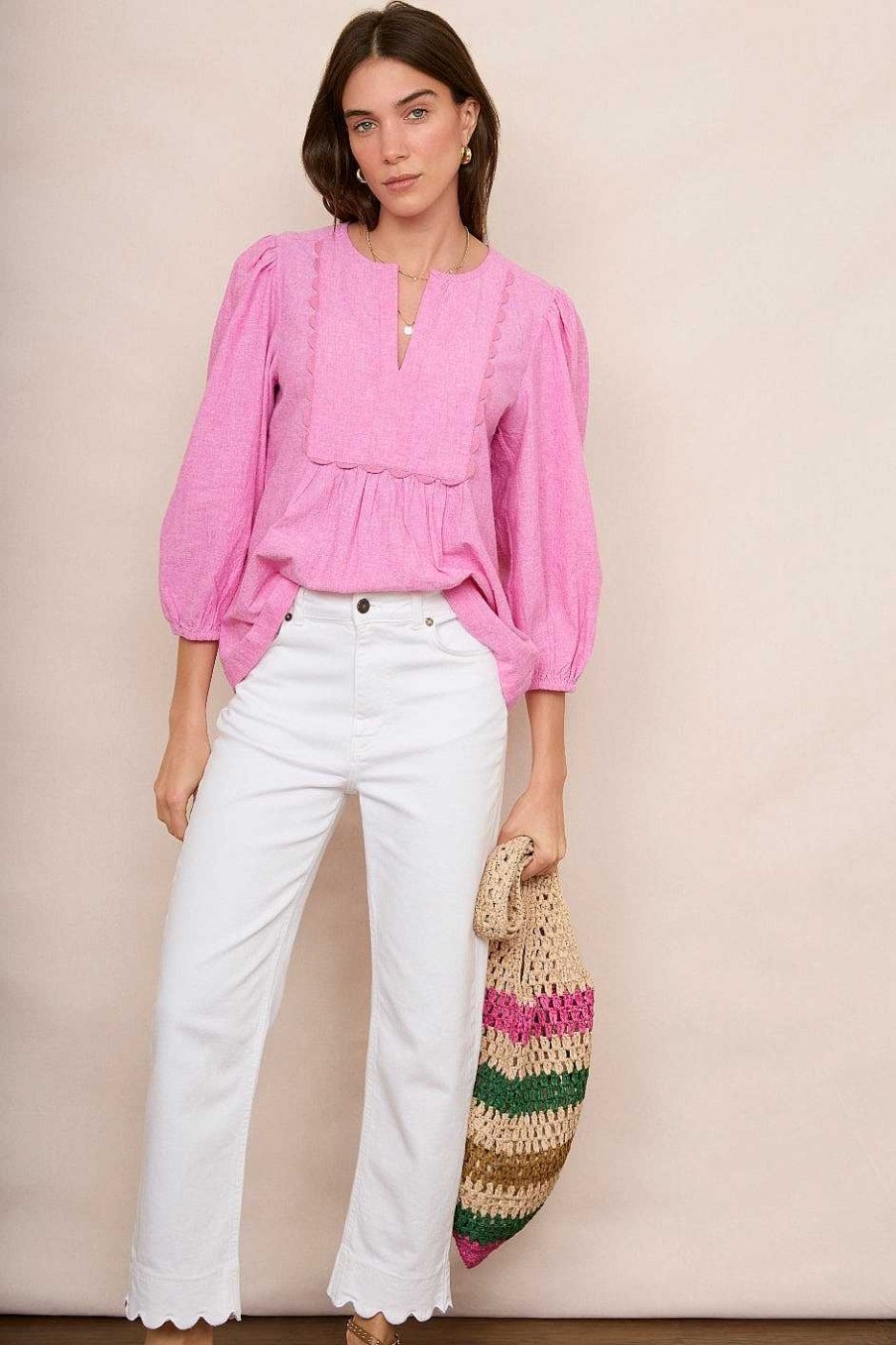 WYSE London Linen | Arlo Blouse - Pink