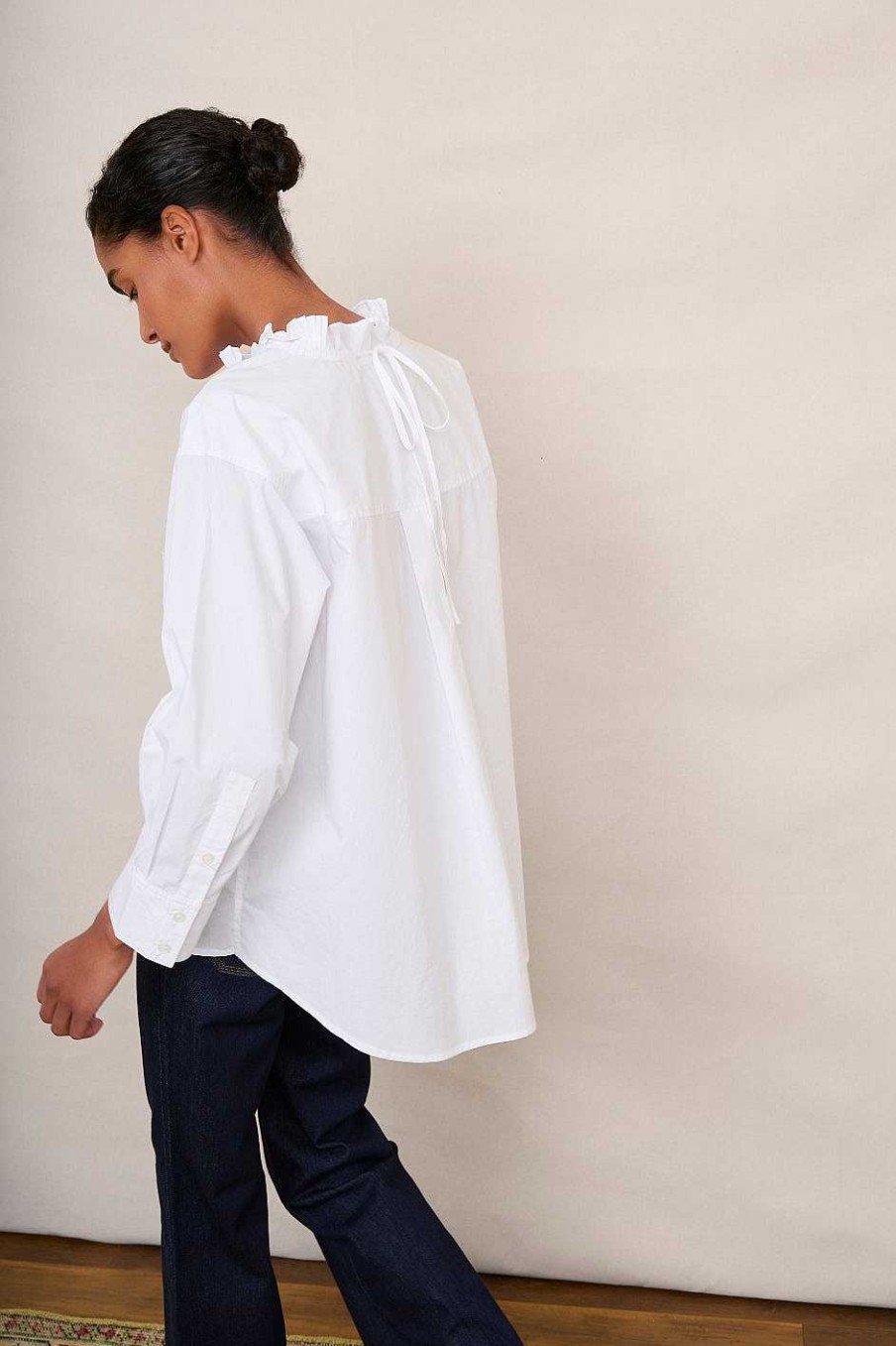 WYSE London Tops | Odette Oversized Cotton Poplin Blouse - White