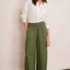 WYSE London Trousers | Alma Cropped Linen Trouser - Khaki