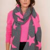 WYSE London Accessories & Shoes | Adelina Star Scarf - Grey/Neon Pink