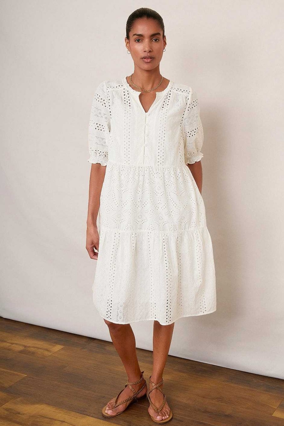 WYSE London Holiday | Talina Broderie Dress - Ivory