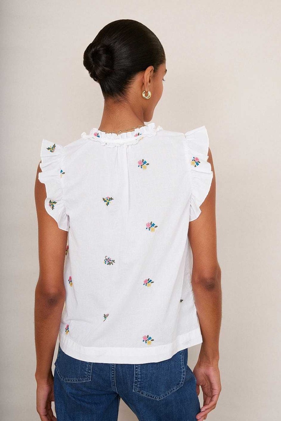 WYSE London Holiday | Felicity Top - White Embroidered