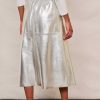 WYSE London Skirts | Lateisha Faux Leather Skirt - Silver