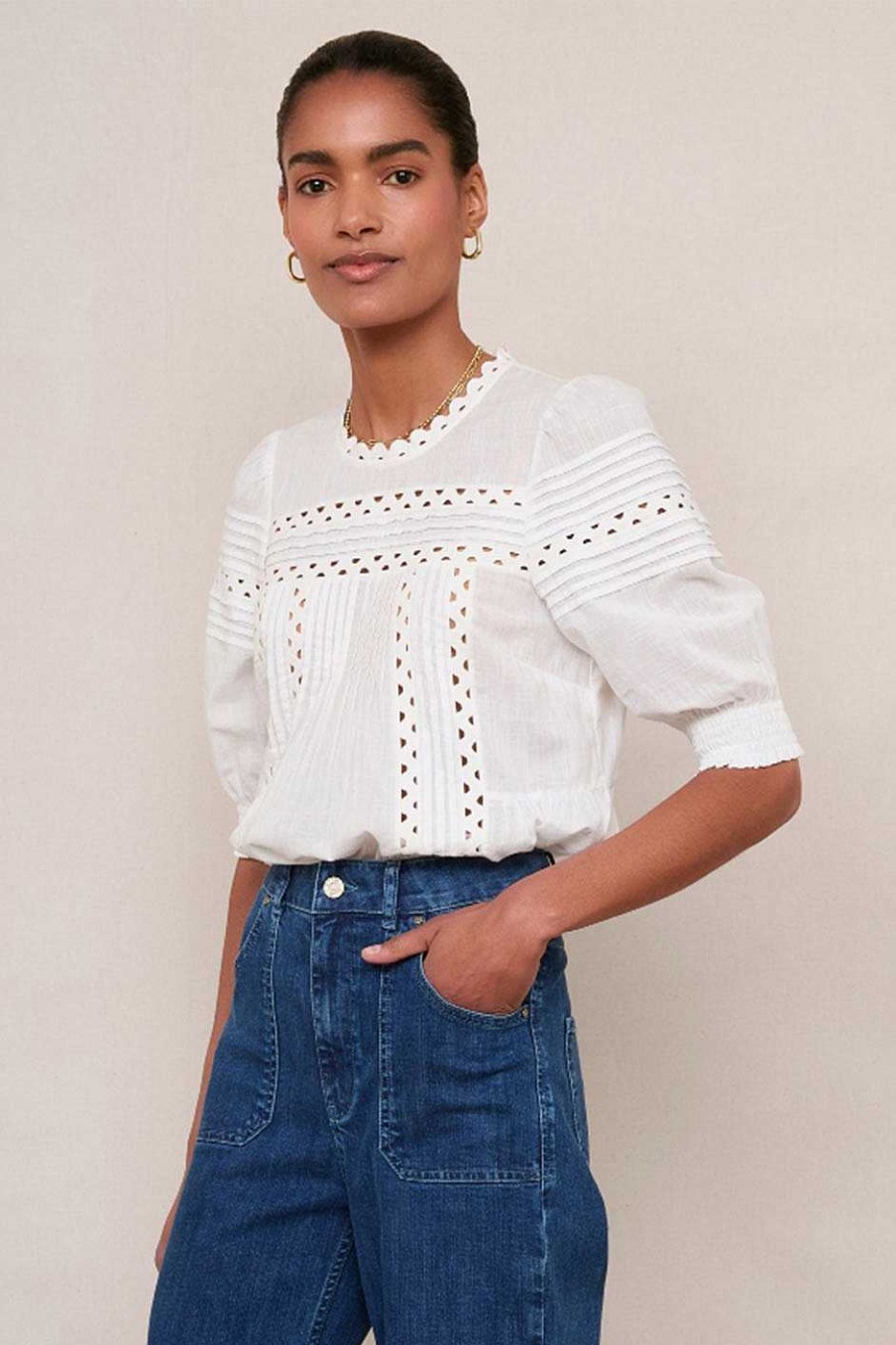 WYSE London Tops | Deedee Ric Rac Top - White