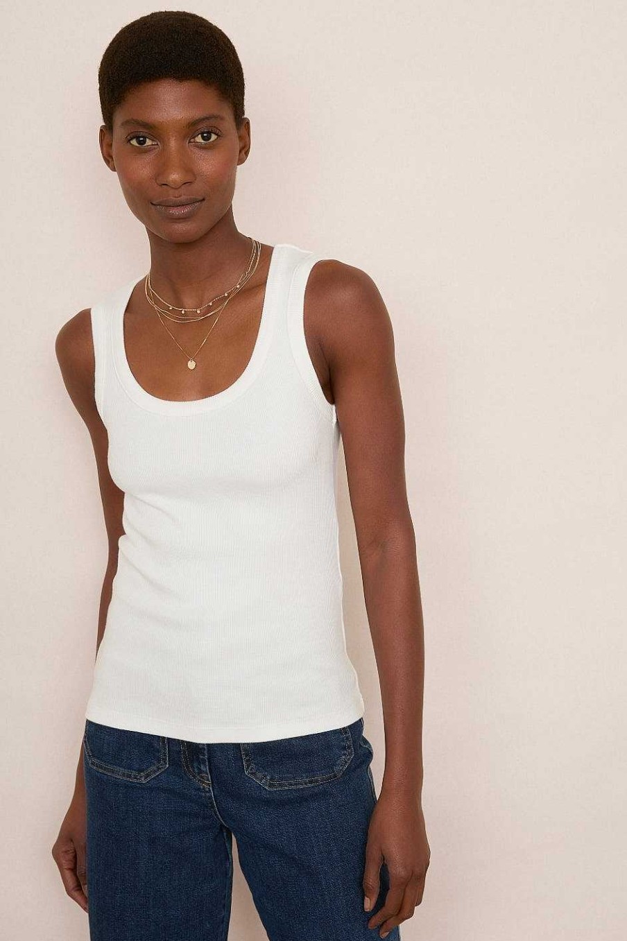 WYSE London Tops | Edelie Ribbed Vest - White