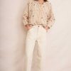 WYSE London Tops | Skylar Blouse - Tan/Ecru