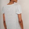 WYSE London Linen | Lily Shimmer Trim Linen Tee - Silver