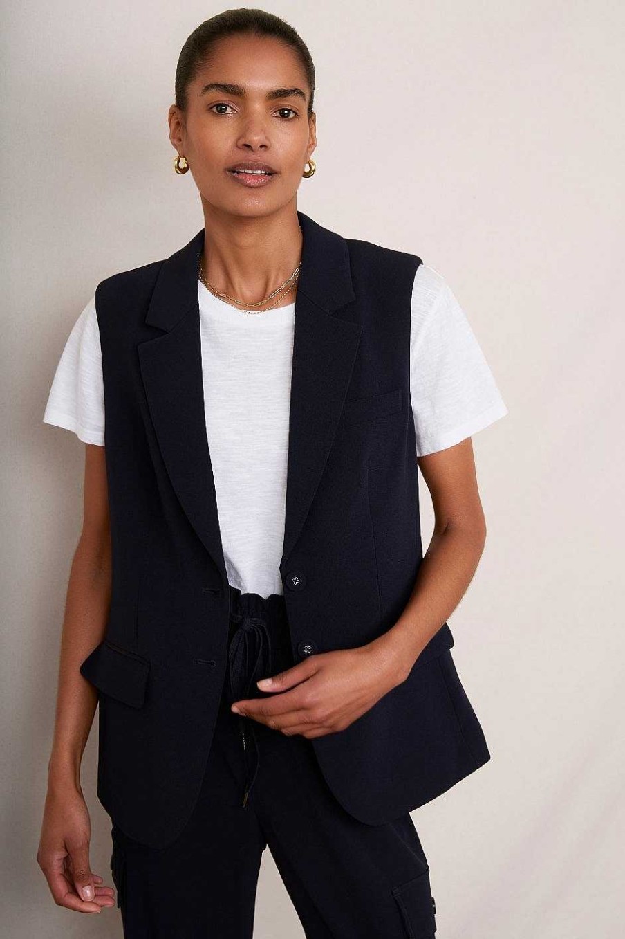 WYSE London Jackets & Outerwear | Carlotta Sleeveless Blazer - Midnight