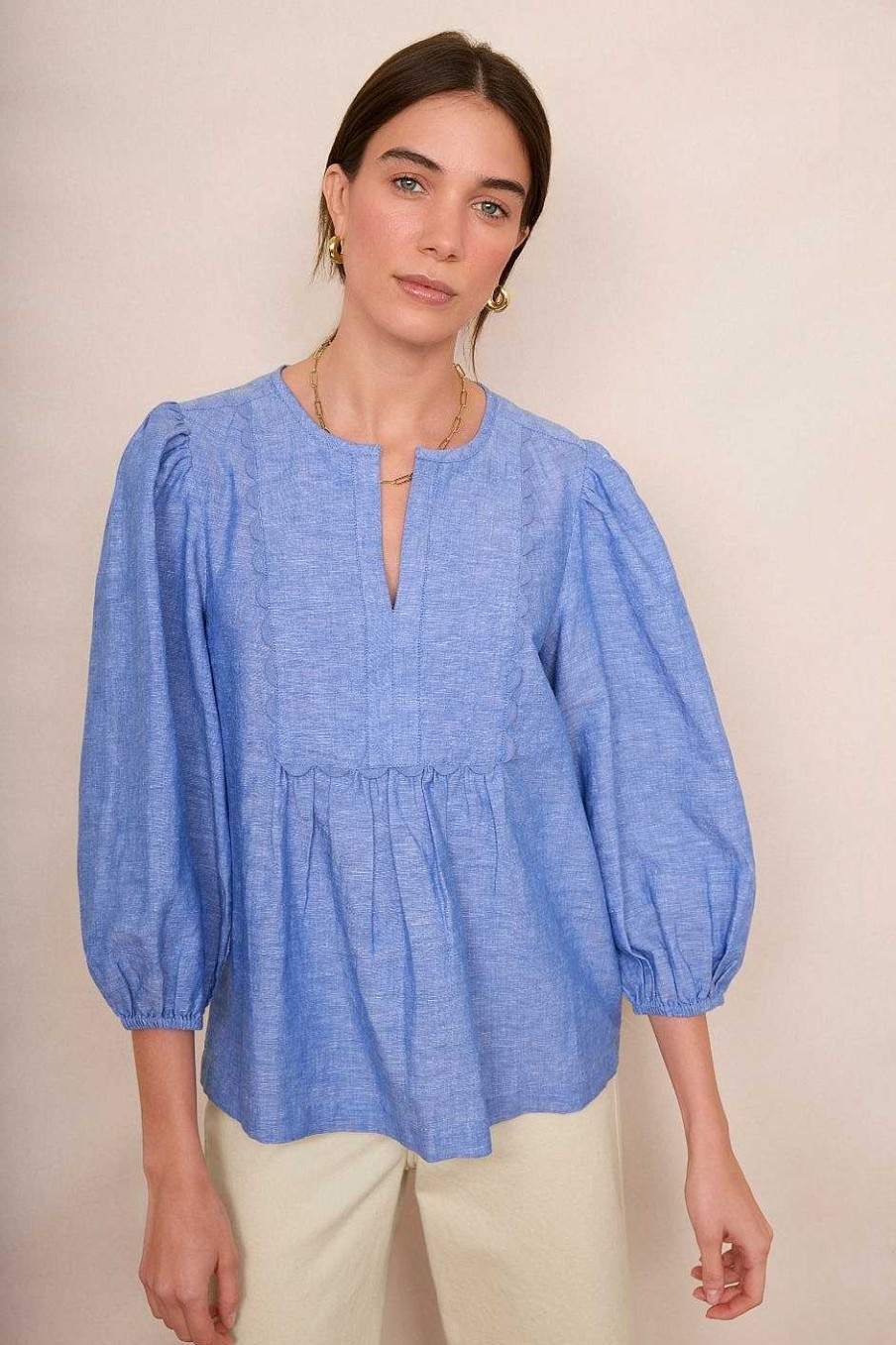 WYSE London Tops | Arlo Blouse - Blue