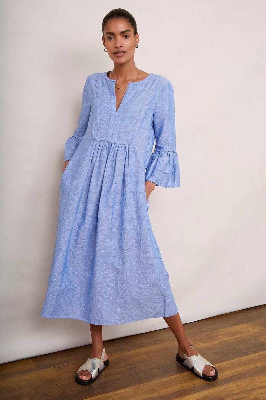 WYSE London Dresses & Jumpsuits | Billie Scallop Dress - Blue