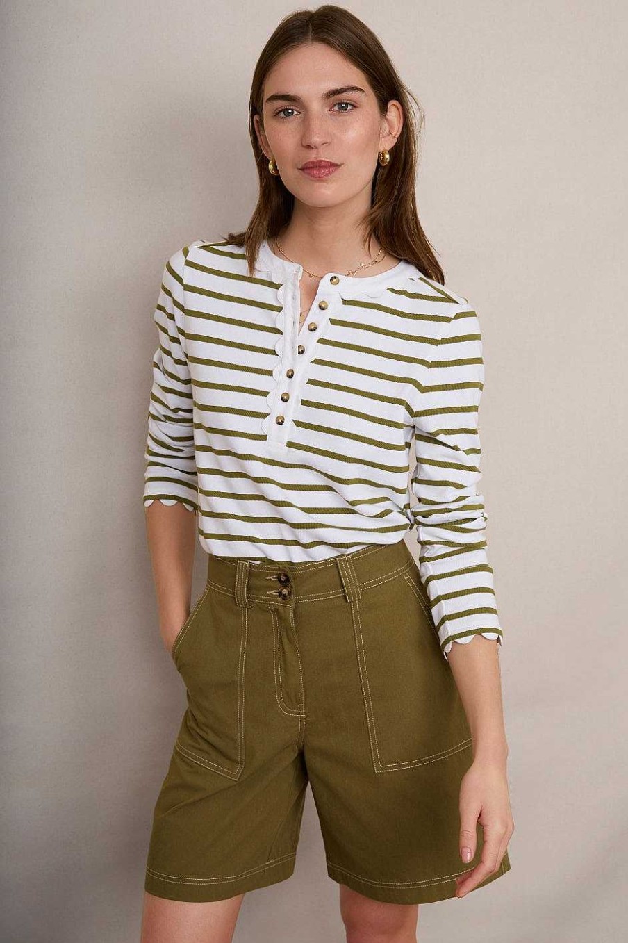 WYSE London Holiday | Lottie Top - Ivory/Khaki