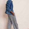 WYSE London Holiday | Penelope Linen Trouser - Midnight Ikat