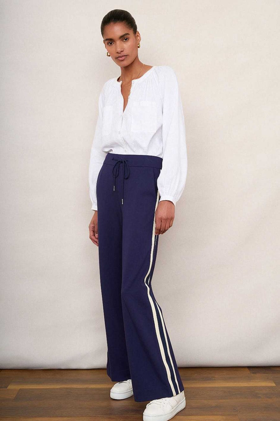 WYSE London Trousers | Penny Ponte Wide Leg Trouser - Midnight