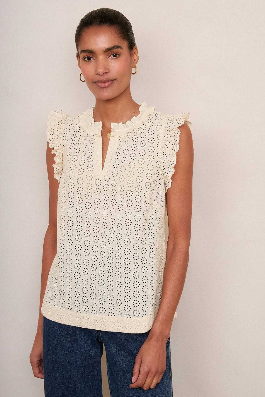 WYSE London Occasionwear | Felicity Top - Cream Broderie