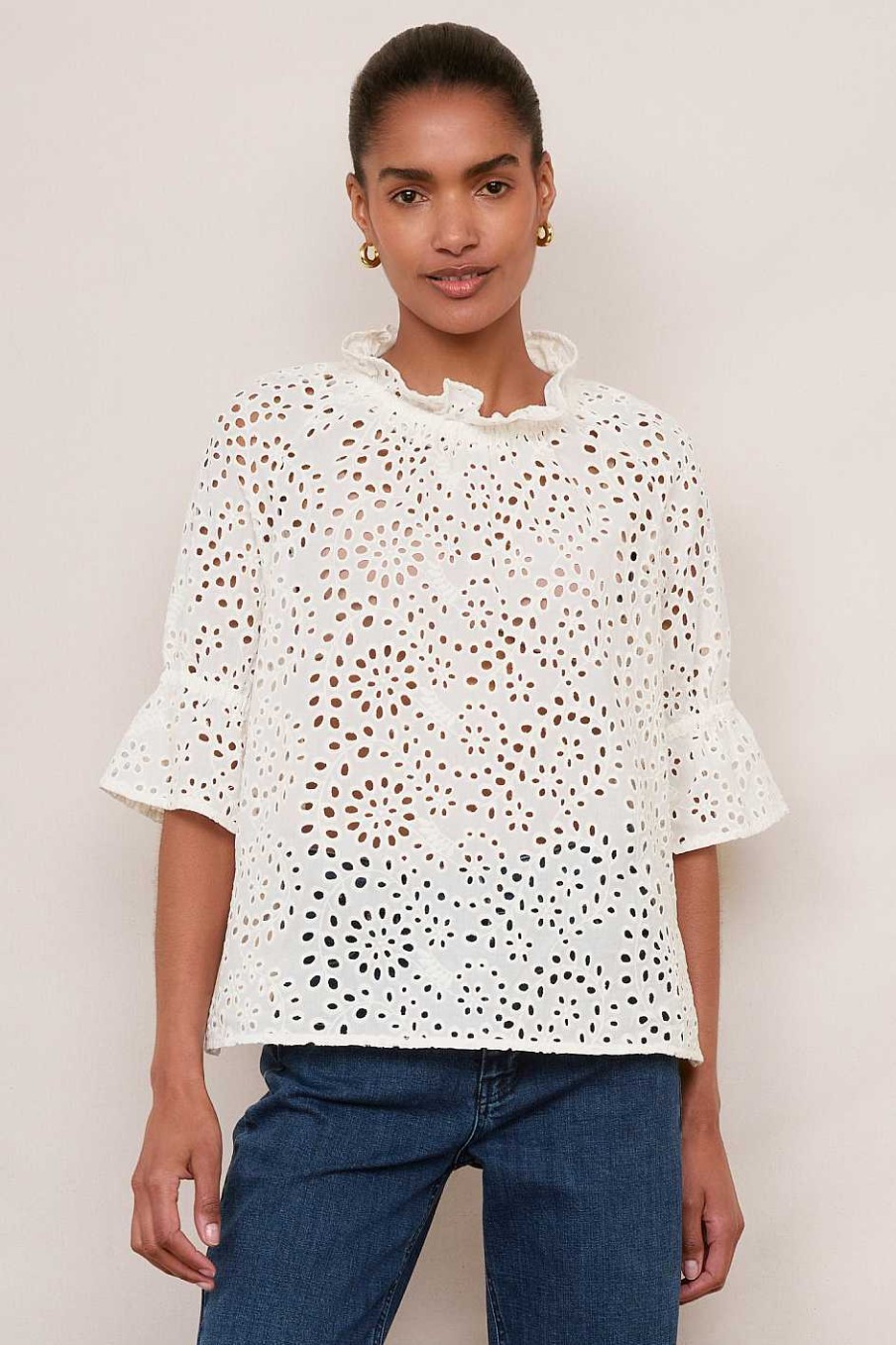 WYSE London Tops | Ruby Broderie Top - White