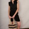 WYSE London Accessories & Shoes | Orla Raffia Bag - Chocolate Stripe