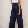 WYSE London Linen | Alma Cropped Linen Trouser - Midnight